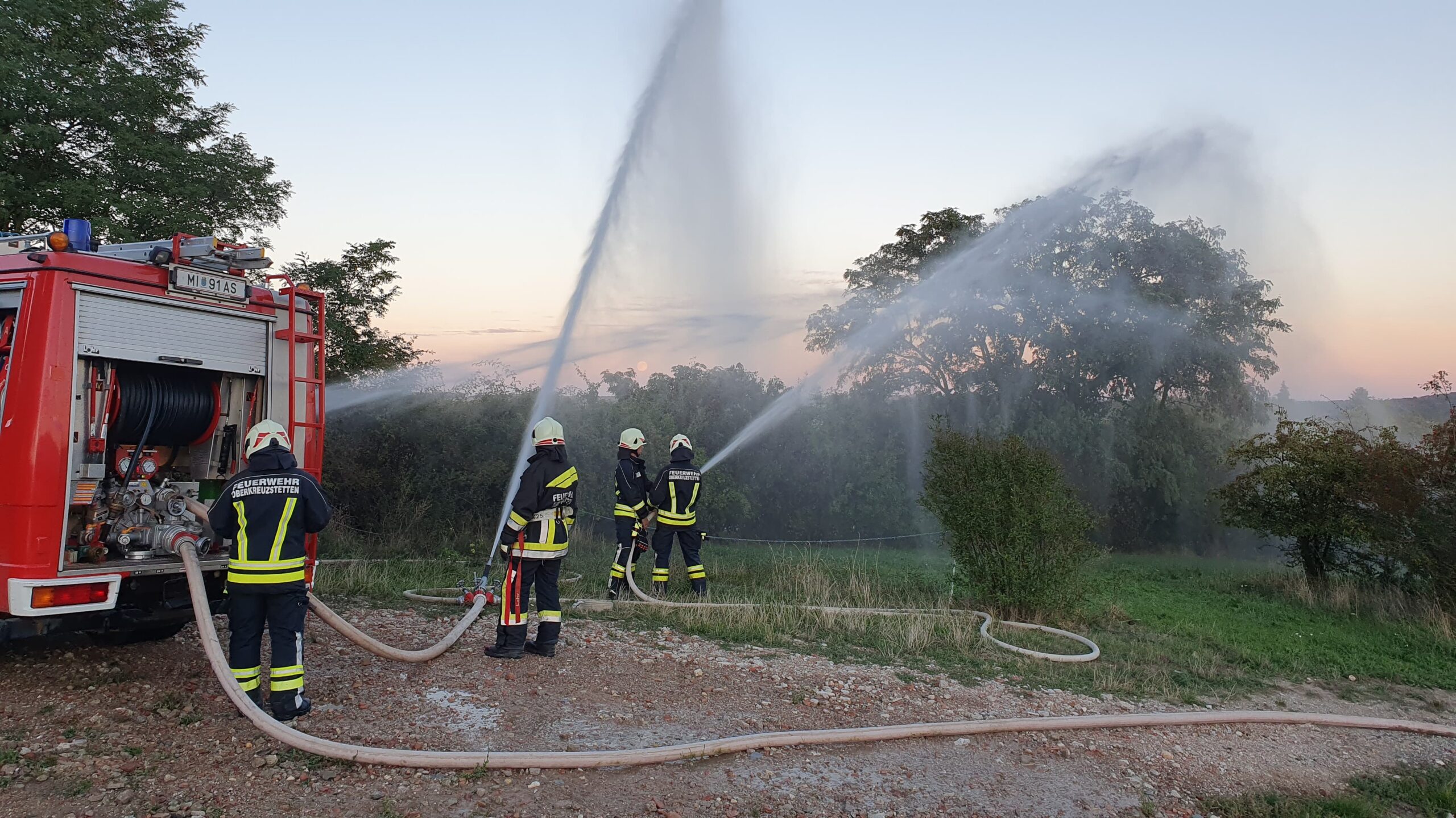 Übung Brandbekämpfung bei der Bauschuttdeponie